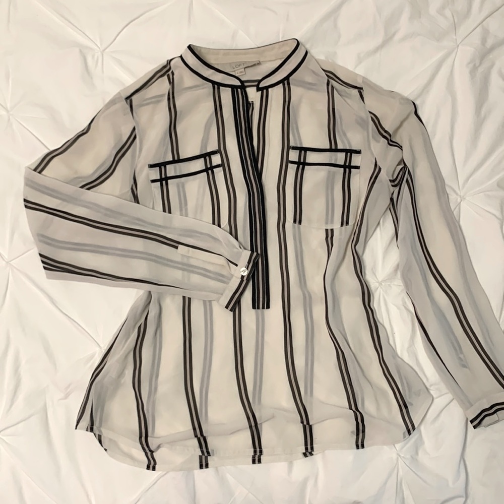 LOFT Striped Sheer Blouse